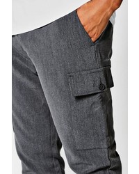 Boohoo Charcoal Cargo Formal Trousers