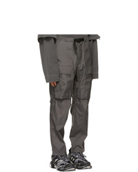 Juun.J Grey Taffeta Outdoor Cargo Pants