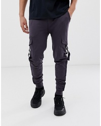 Soul Star Utility Cargo Trousers In Navy