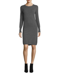 Neiman Marcus Cashmere Collection Long Sleeve Crewneck Cashmere Dress