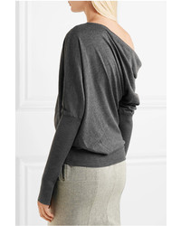 Tom Ford One Shoulder Cashmere And Silk Blend Sweater Dark Gray