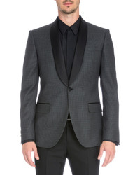 Givenchy Satin Collar Check Evening Jacket Gray