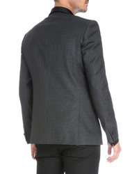 Givenchy Satin Collar Check Evening Jacket Gray