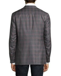 Isaia Slim Fit Windowpane Boucle Wool Cotton Sportcoat