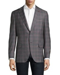 Isaia Slim Fit Windowpane Boucle Wool Cotton Sportcoat