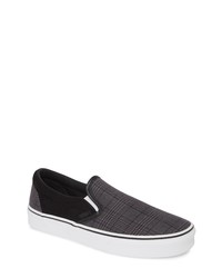 Charcoal Check Canvas Slip-on Sneakers