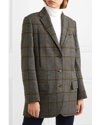 Gucci Cape Effect Prince Of Wales Checked Wool Blend Blazer