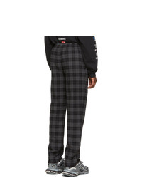 Balenciaga Grey And Black Check Flannel Trousers