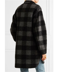 Etoile Isabel Marant Isabel Marant Toile Gino Oversized Checked Wool Blend Coat Gray