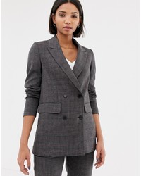 Charcoal Check Double Breasted Blazer