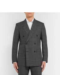 Kingsman Grey Slim Fit Double Breasted Prince Of Wales Checked Wool Suit Jacket