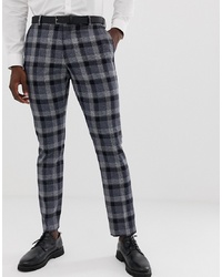 Selected Homme Navy Check Suit Trouser In Slim Fit