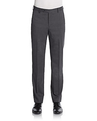 Saks Fifth Avenue BLACK Neat Check Wool Trousers