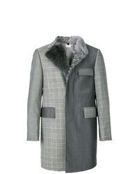 Charcoal Check Fur Collar Coat