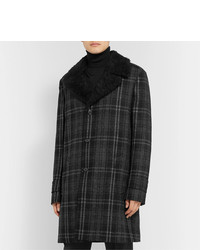 Saint Laurent Faux Shearling Lined Checked Wool Boucl Overcoat