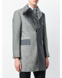 Thom Browne Fun Mixed Fur Collar And Lapel Classic Chesterfield Overcoat