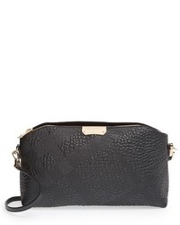 Burberry Small Chichester Check Embossed Leather Crossbody Bag Black