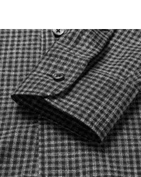 Ermenegildo Zegna Button Down Collar Checked Brushed Cotton Shirt