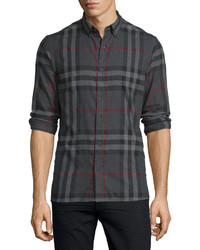 Burberry Ecclestone Check Flannel Shirt Charcoal