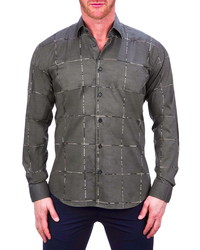Maceoo Fibonacci Military Square Grey Button Up Shirt