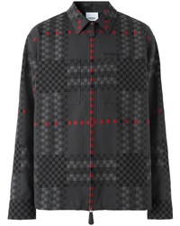 Burberry Pixel Check Zip Front Shirt