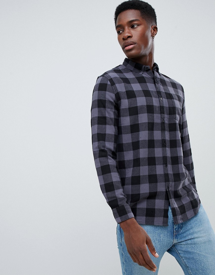 New Look Regular Fit Shirt In Grey Check, $17 | Asos | Lookastic