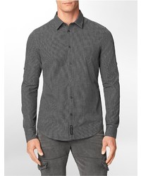 Calvin Klein Slim Fit Heathered Check Cotton Roll Up Sleeve Shirt