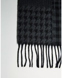 Asos Scarf In Charcoal Patchwork Check