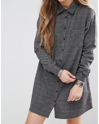 Glamorous Shirt Dress With Long Sleeves And Subtle Check