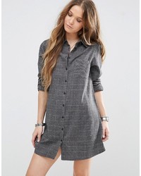 Glamorous Shirt Dress With Long Sleeves And Subtle Check