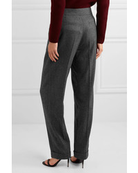 Tom Ford Prince Of Wales Checked Wool Silk And Cashmere Blend Tapered Pants Gray