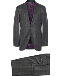 Hackett Grey Mayfair Slim Fit Windowpane Check Wool Suit