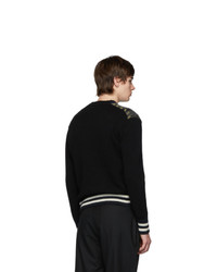 Junya Watanabe Grey And Black Wool Check V Neck Sweater
