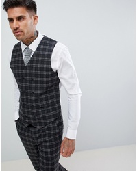 ASOS DESIGN Super Skinny Suit Waistcoat In Tonal Grey Check