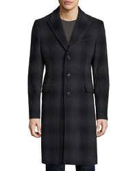 Burberry Tailored Check Wool Cashmere Coat Charcoal Melange