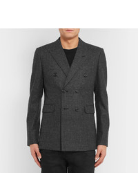 Saint Laurent Grey Double Breasted Prince Of Wales Checked Wool Blazer