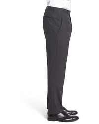 Santorelli Flat Front Check Stretch Wool Trousers