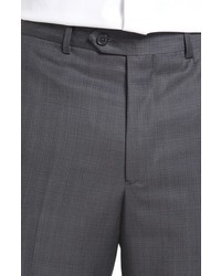 Santorelli Flat Front Check Wool Trousers
