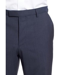 BOSS Leenon Flat Front Check Stretch Wool Trousers