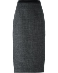 Charcoal Check Wool Pencil Skirt