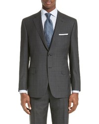 Canali Classic Fit Windowpane Plaid Wool Suit