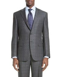 Canali Classic Fit Windowpane Wool Suit