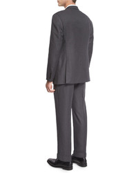 Armani Collezioni G Line Windowpane Wool Two Piece Suit Gray