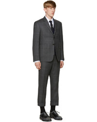 Thom Browne Grey Hairline Overcheck Classic Suit