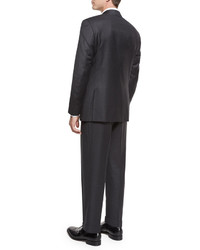 Canali Tonal Check Super 130s Wool Two Piece Suit Gray