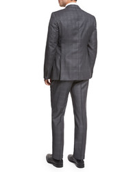 Armani Collezioni Windowpane Check Wool Two Piece Suit Graywhite