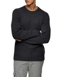 Topman Chevron Ribbed Crewneck Sweater
