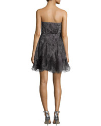 Halston Heritage Strapless Fit  Flare Cocktail Dress Charcoal
