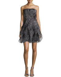 Halston Heritage Strapless Fit  Flare Cocktail Dress Charcoal