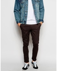 Asos Brand Super Skinny Chinos In Charcoal
